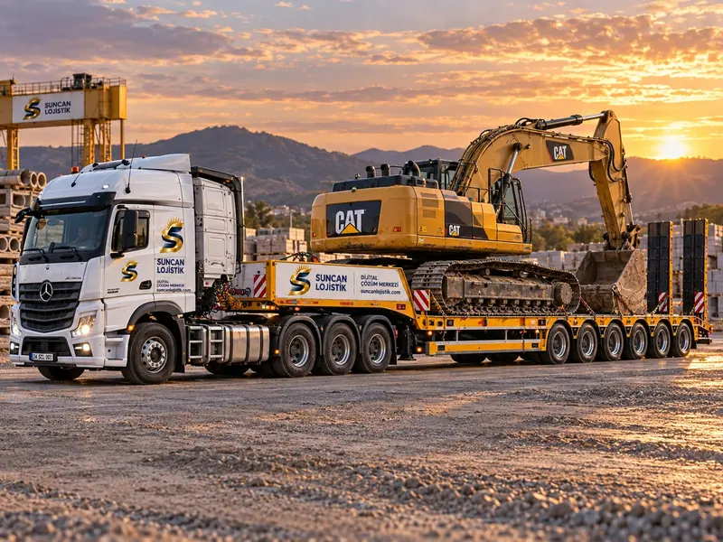 Lowbed dorse üzerinde iş makinesi taşıma